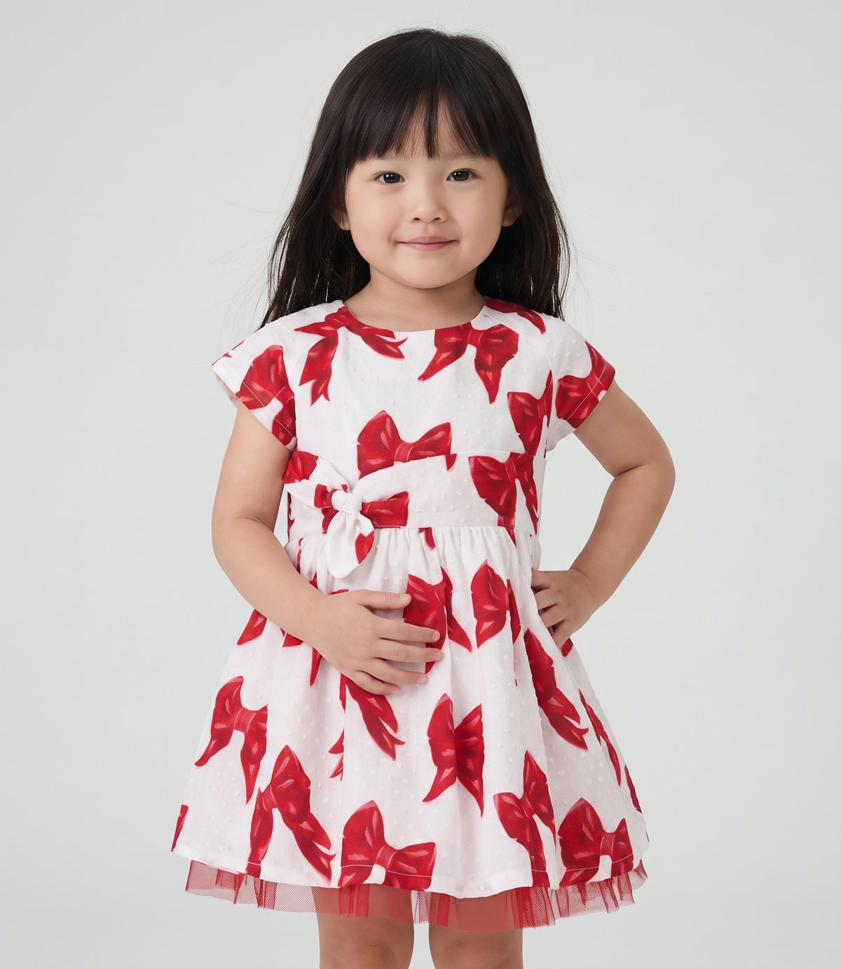 Vestido bebé con lazos 3 meses / Rojo