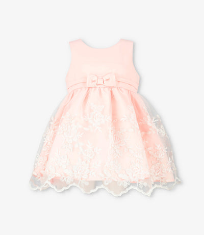 Vestido bebé flores bordadas 3 meses / Coral