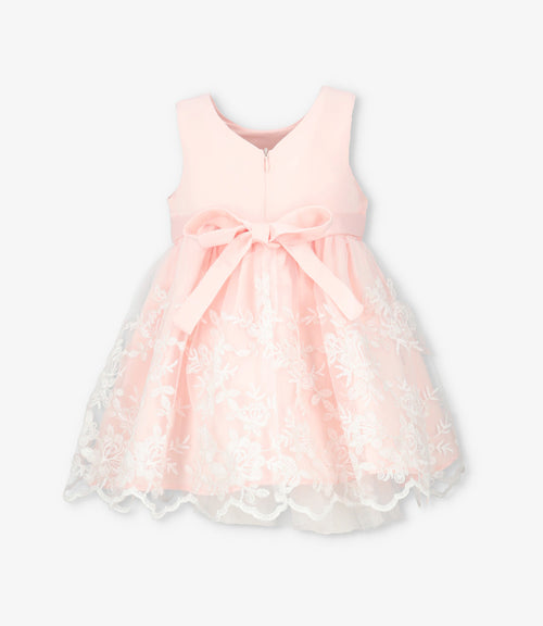 Vestido bebé flores bordadas 3 meses / Coral