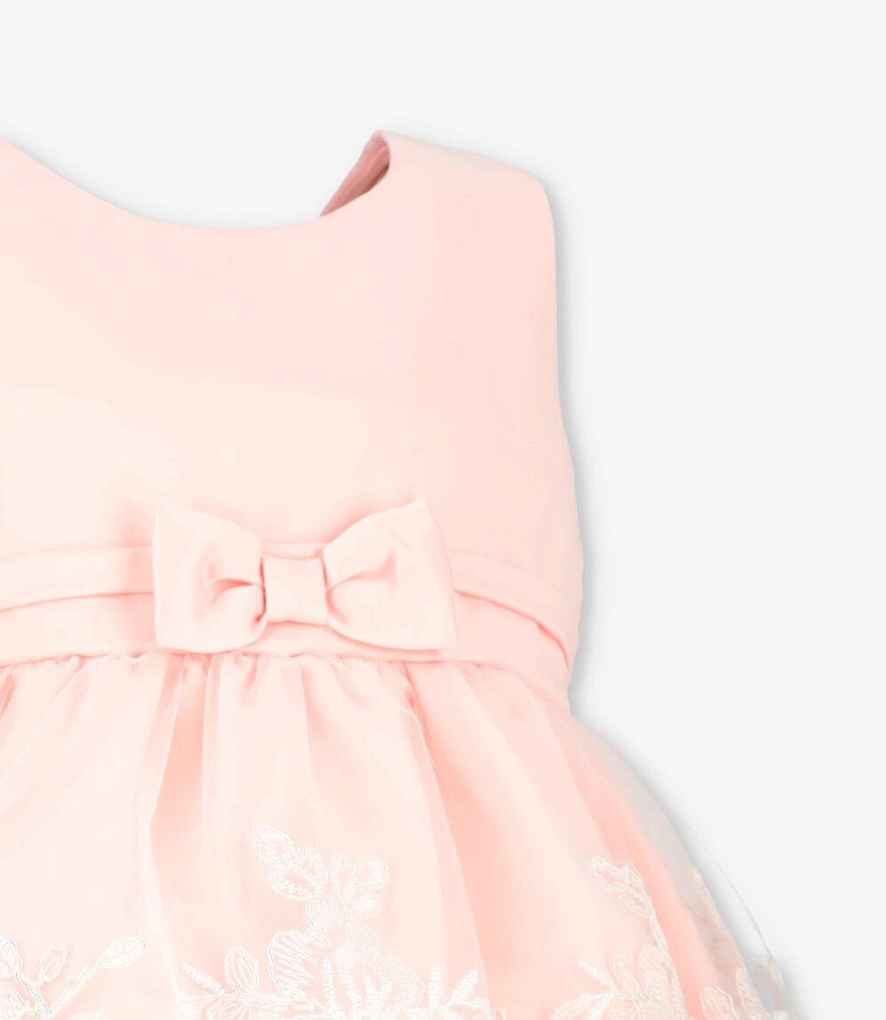 Vestido bebé flores bordadas 3 meses / Coral