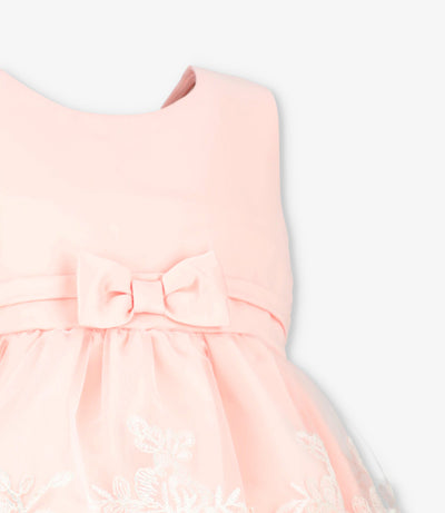 Vestido bebé flores bordadas 3 meses / Coral