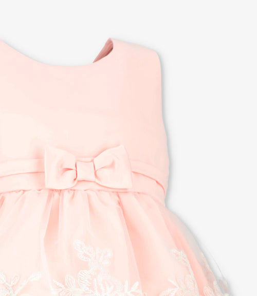 Vestido bebé flores bordadas 3 meses / Coral