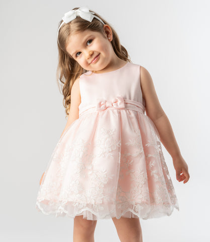 Vestido bebé flores bordadas