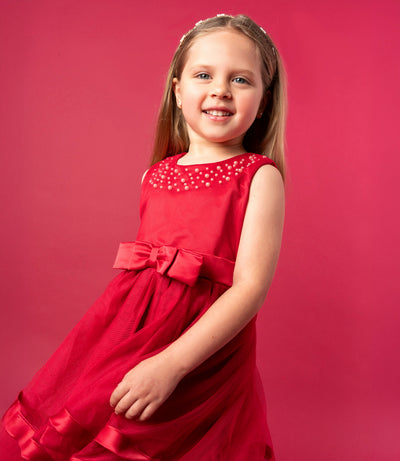 Vestido bebé con aplicación de perlas