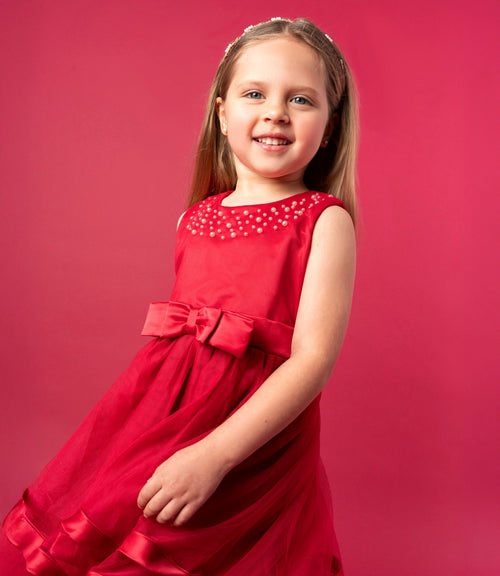 Vestido bebé con aplicación de perlas