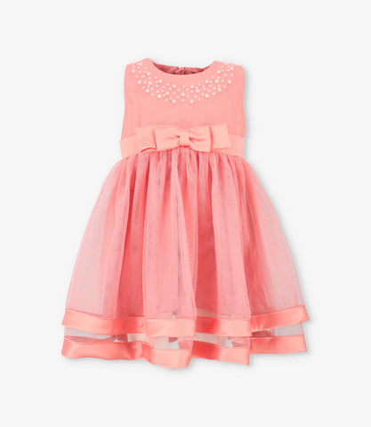 Vestido bebé con aplicación de perlas