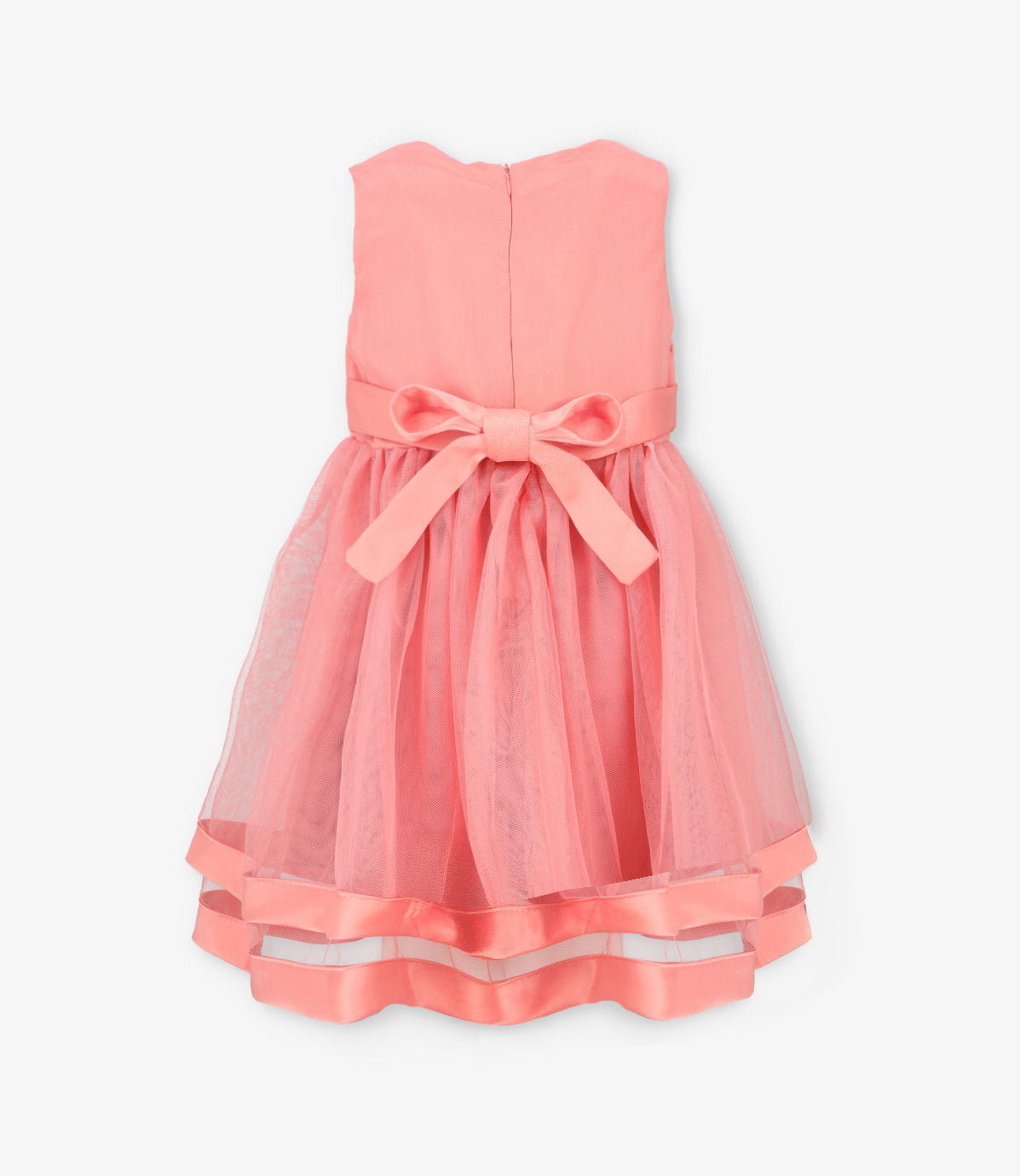Vestido bebé con aplicación de perlas 3 meses / Coral