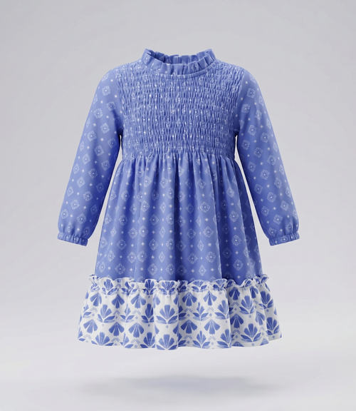 Vestido bebé boho 3 meses / Azul