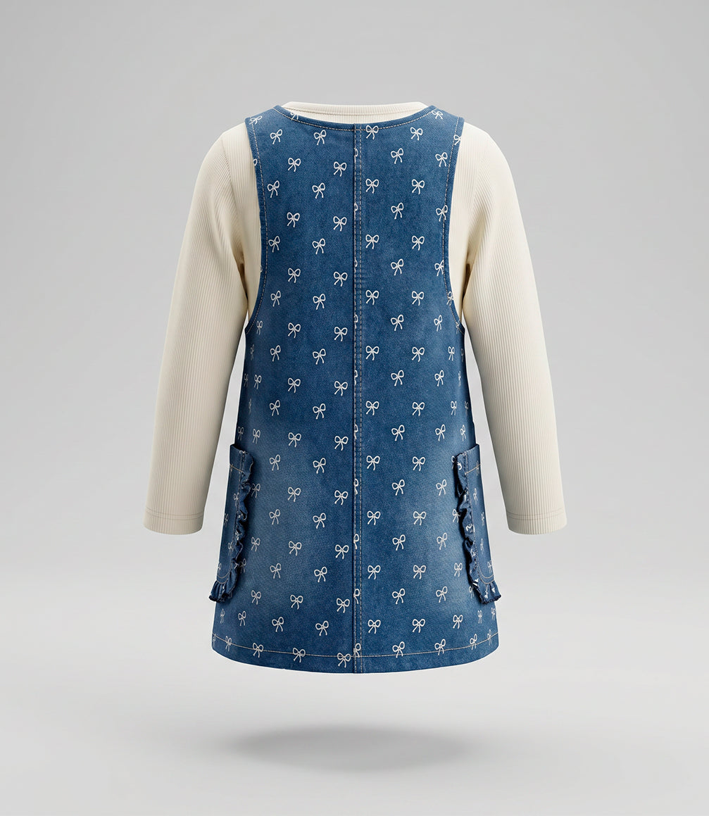 Vestido bebé jardinera de denim con polera 3 meses / Azul Marino