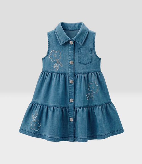 Vestido bebé de denim 3 meses / Celeste