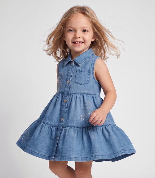 Vestido bebé de denim 3 meses / Celeste