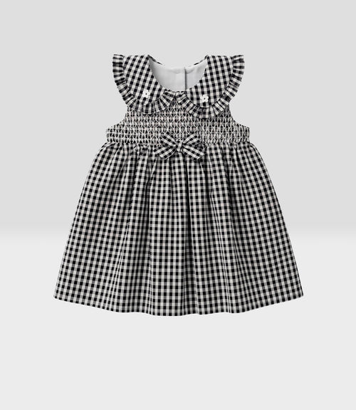 Vestido bebé con vichy 3 meses / Negro