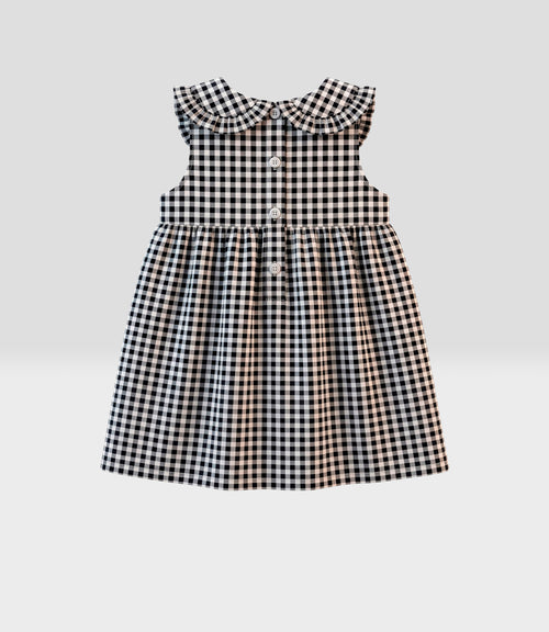 Vestido bebé con vichy 3 meses / Negro