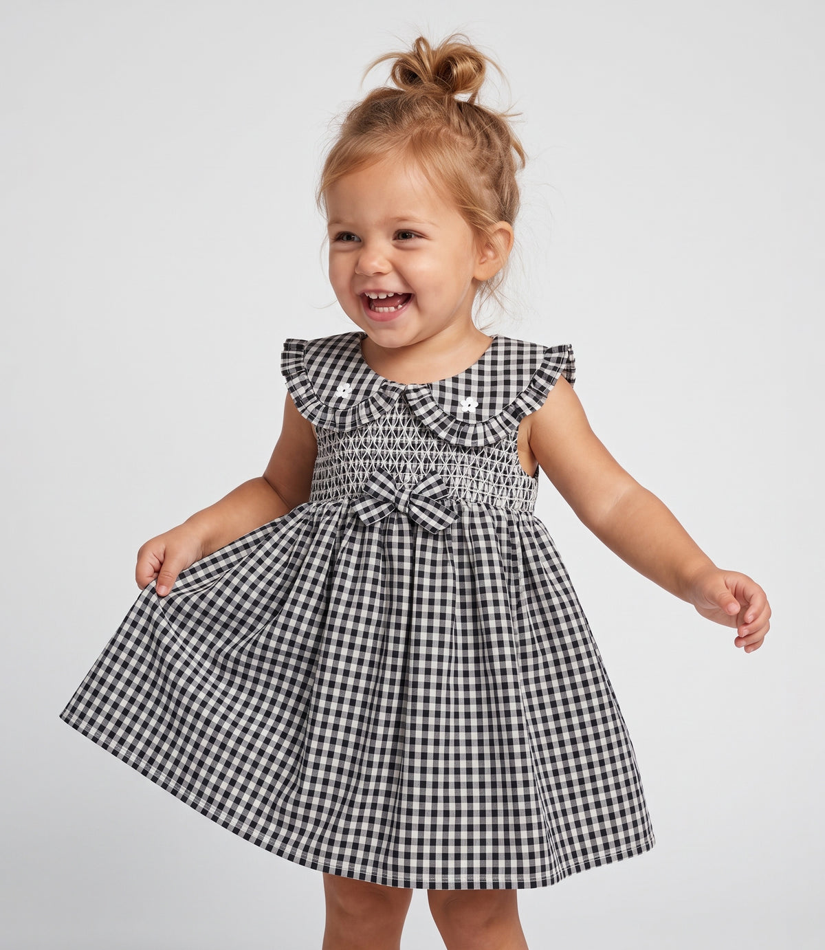 Vestido bebé con vichy 3 meses / Negro