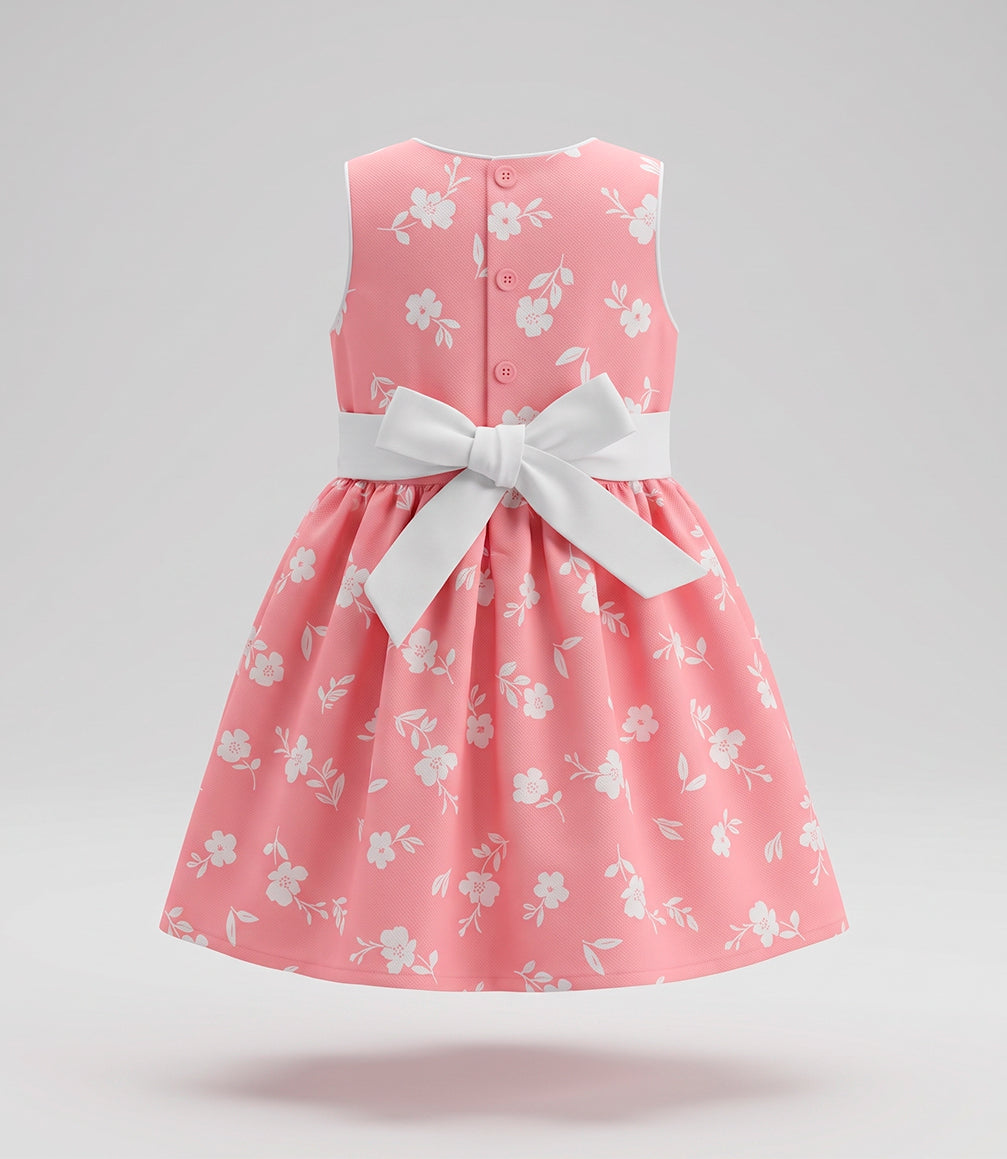 Vestido bebé floreado 3 meses / Crudo