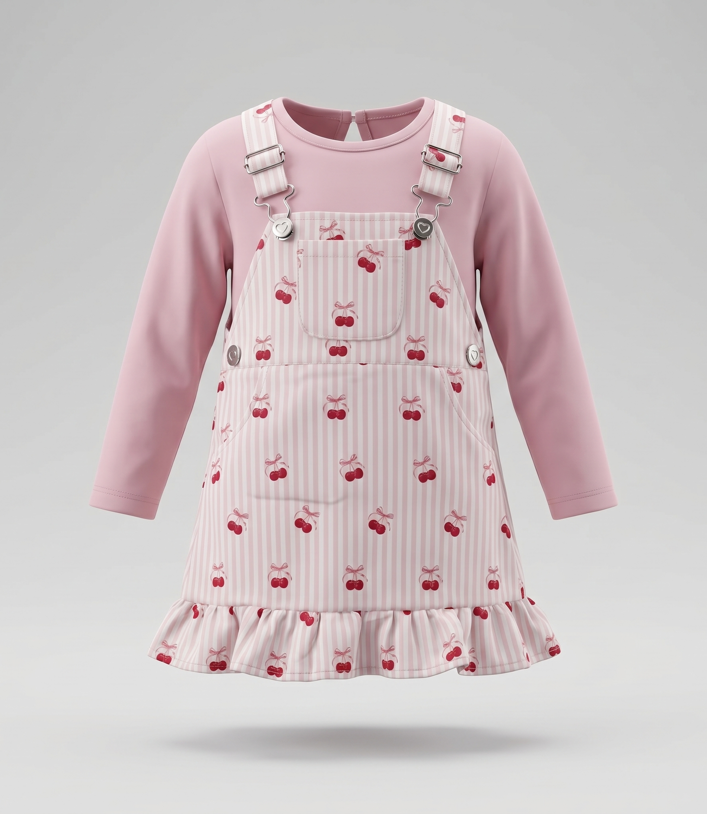 Vestido bebé rayado con cherry 3 meses / Rosado
