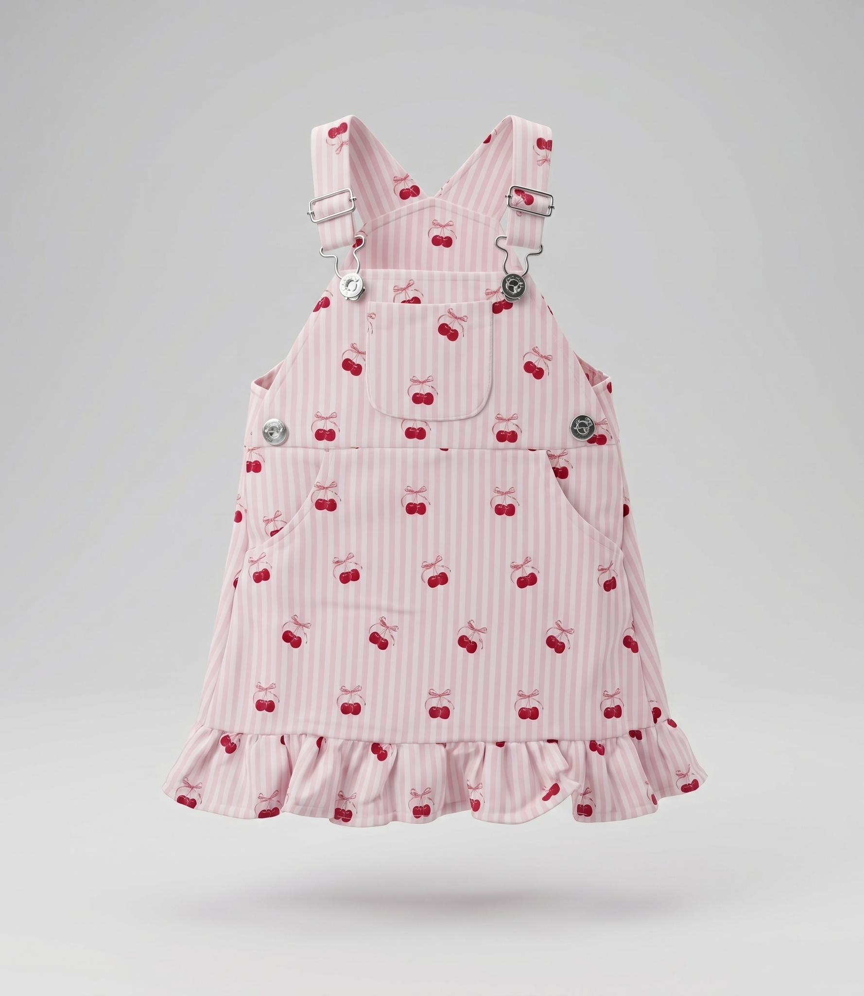 Vestido bebé rayado con cherry 3 meses / Rosado