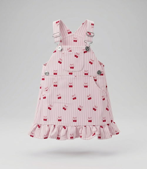 Vestido bebé rayado con cherry 3 meses / Rosado
