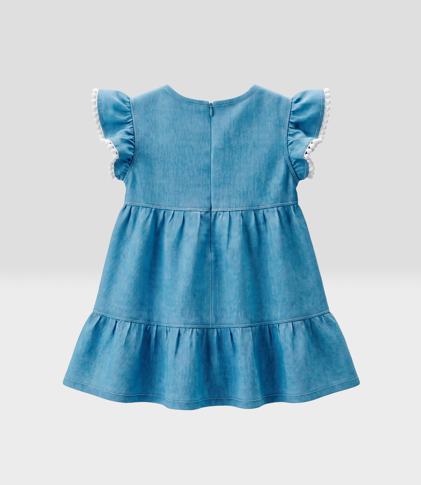 Vestido bebé de denim con bordados 3 meses / Celeste