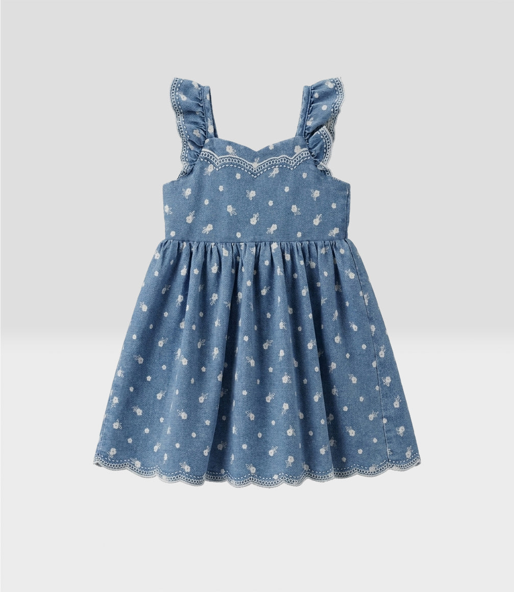 Vestido bebé de denim 3 meses / Celeste