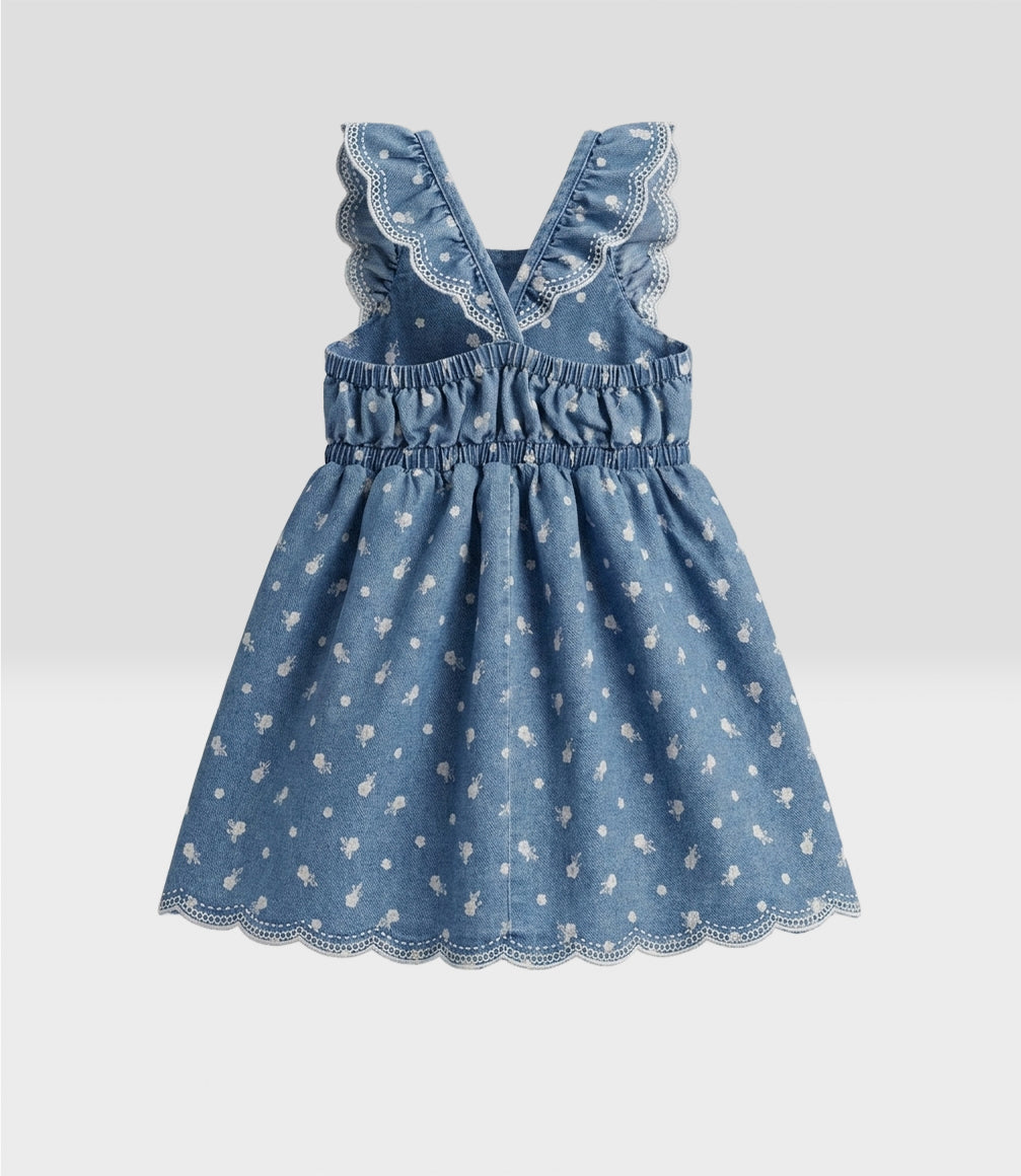 Vestido bebé de denim 3 meses / Celeste