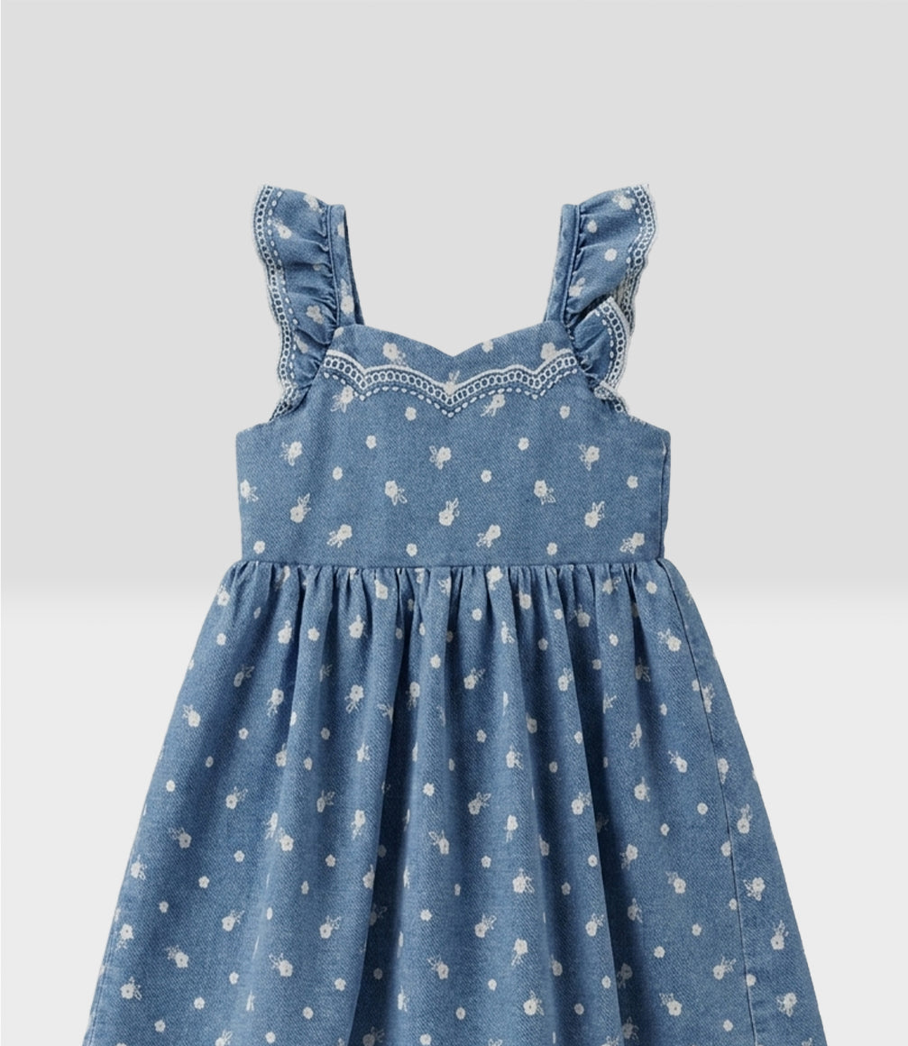 Vestido bebé de denim 3 meses / Celeste