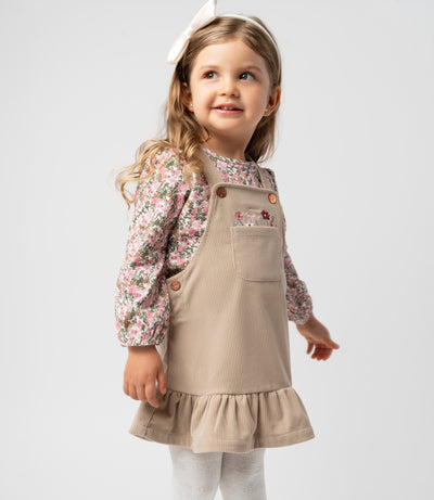 Vestido bebé de cotelé 3 meses / Beige