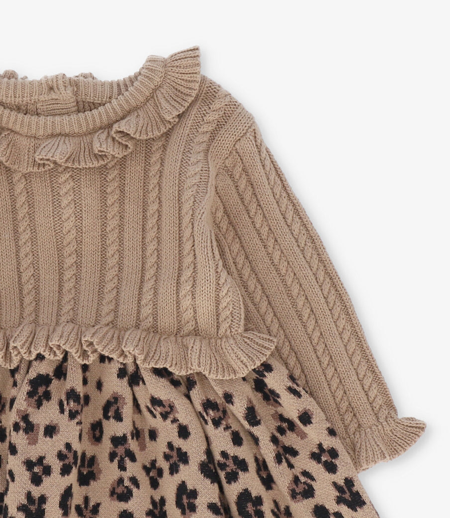 Vestido bebé animal print 3 meses / Beige