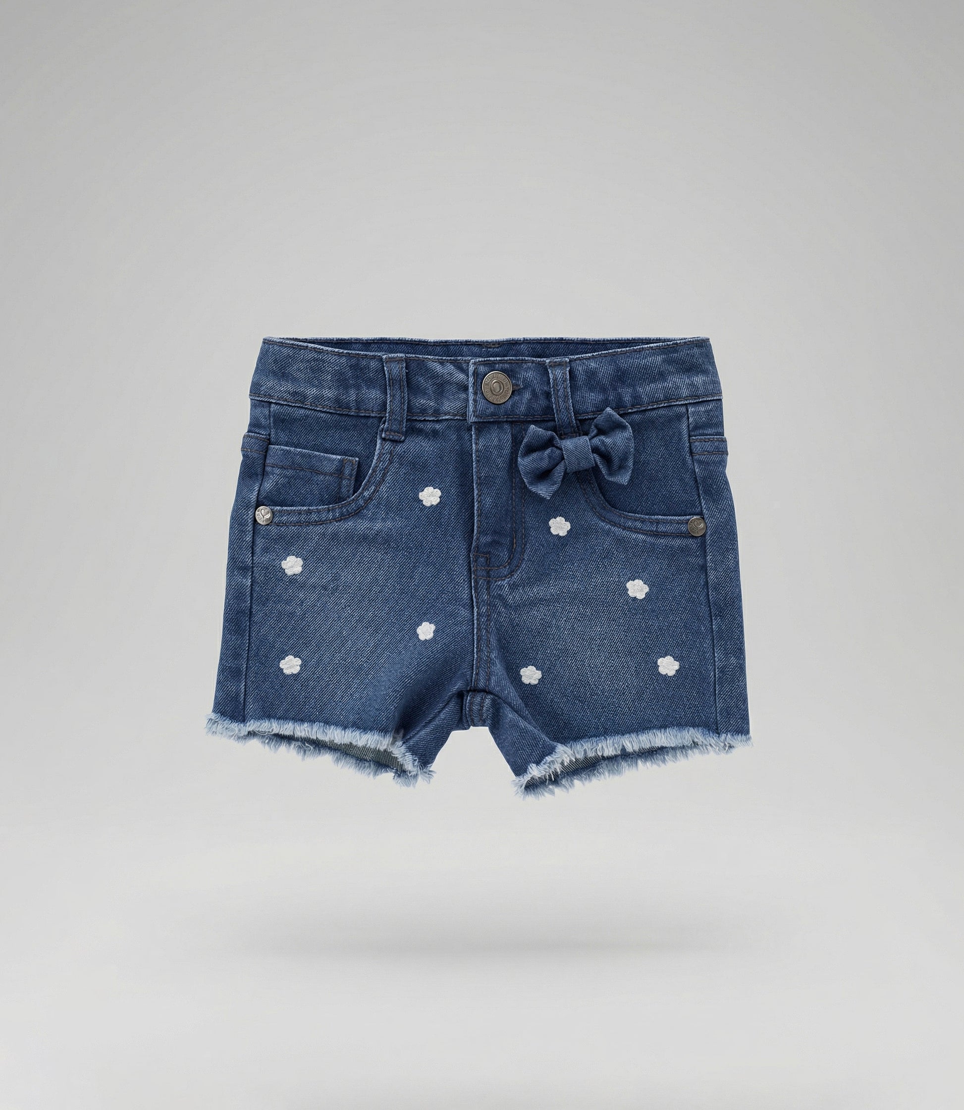 Short bebé con flores bordadas 3 meses / Azul Marino