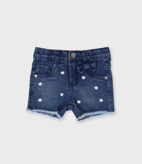 Short bebé con flores bordadas 3 meses / Azul Marino