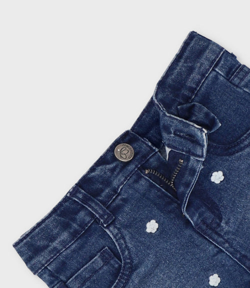 Short bebé con flores bordadas 3 meses / Azul Marino