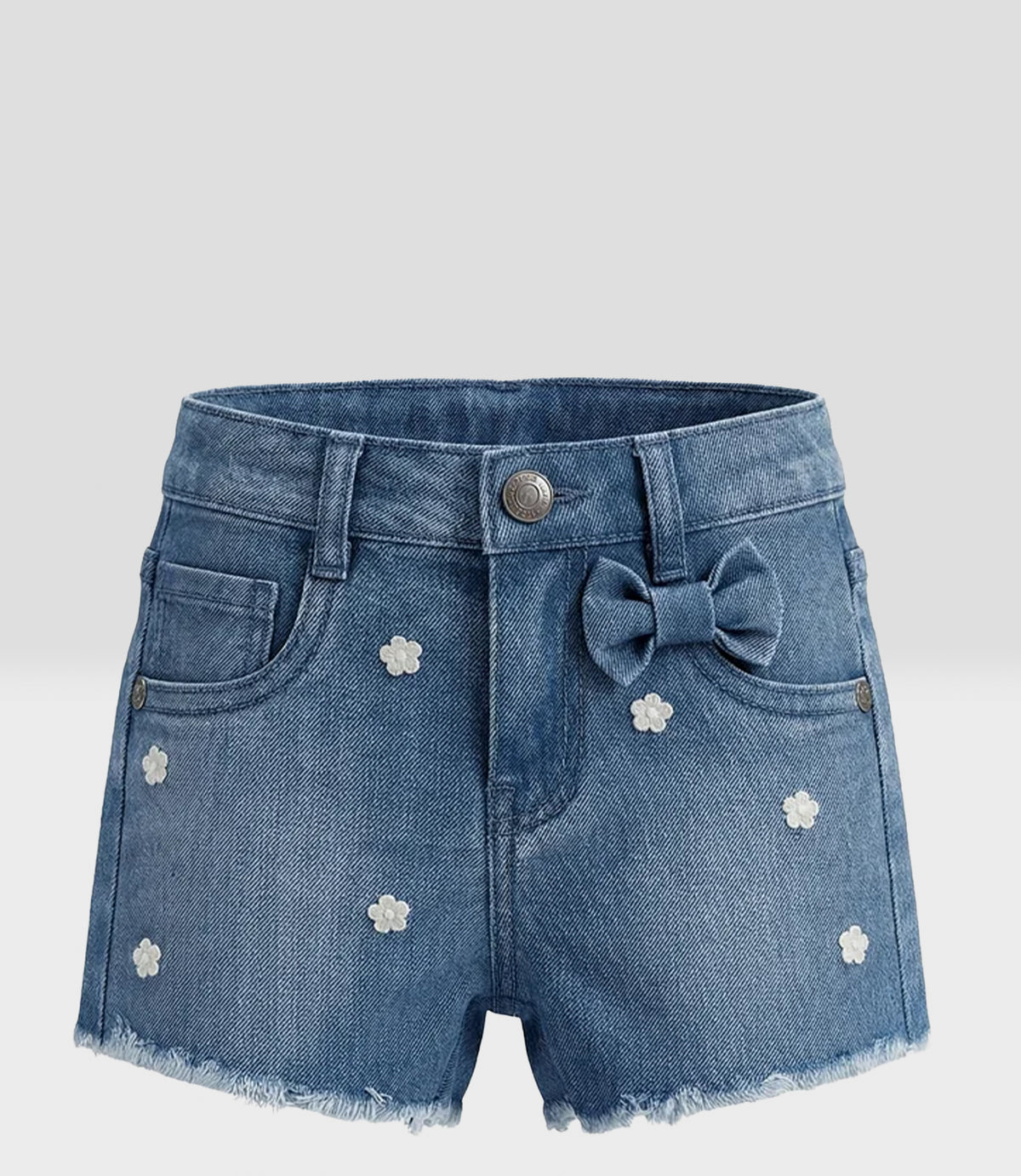Short bebé con flores bordadas 3 meses / Celeste