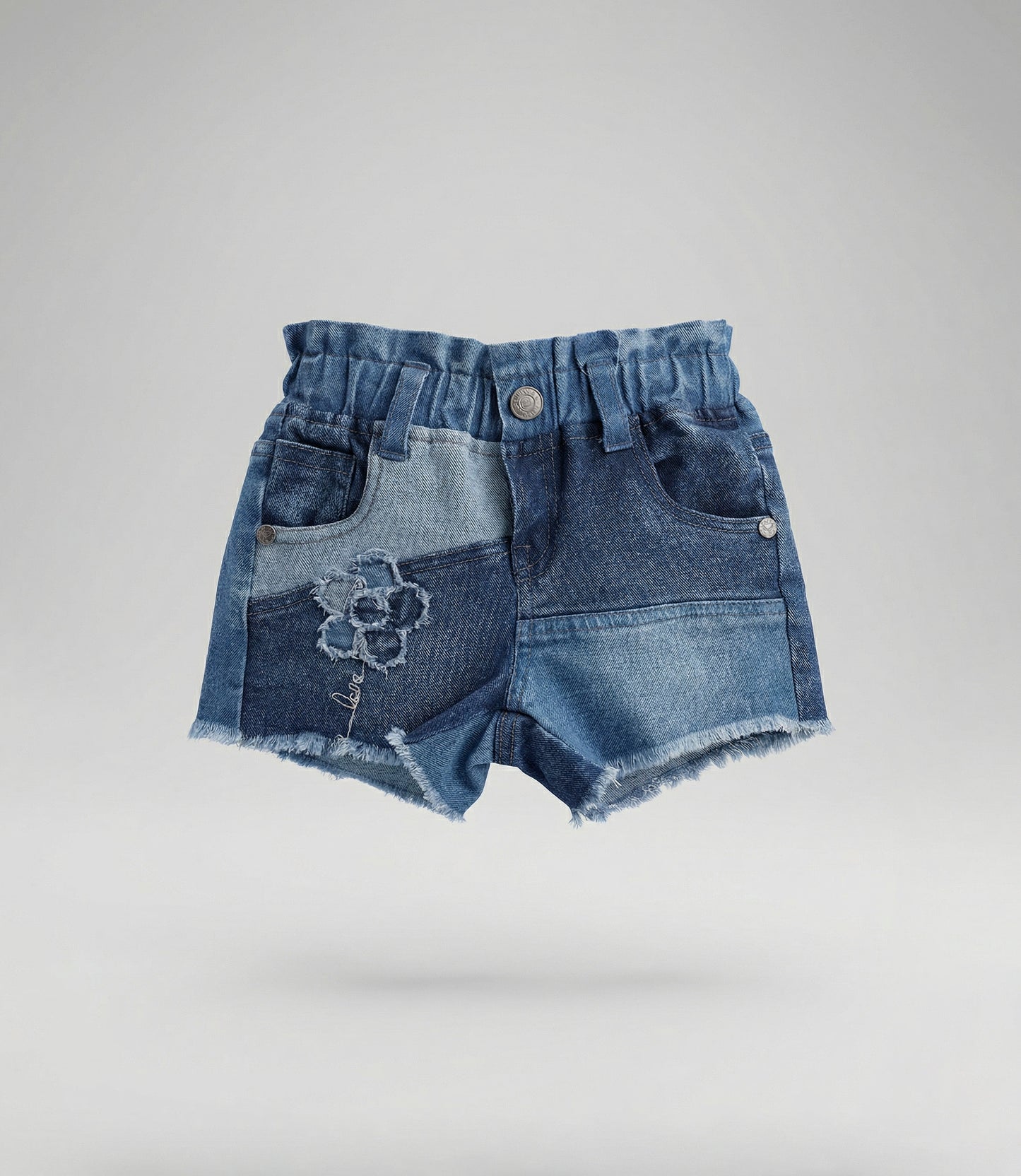 Short bebé patchwork con flor 3 meses / Azul Marino