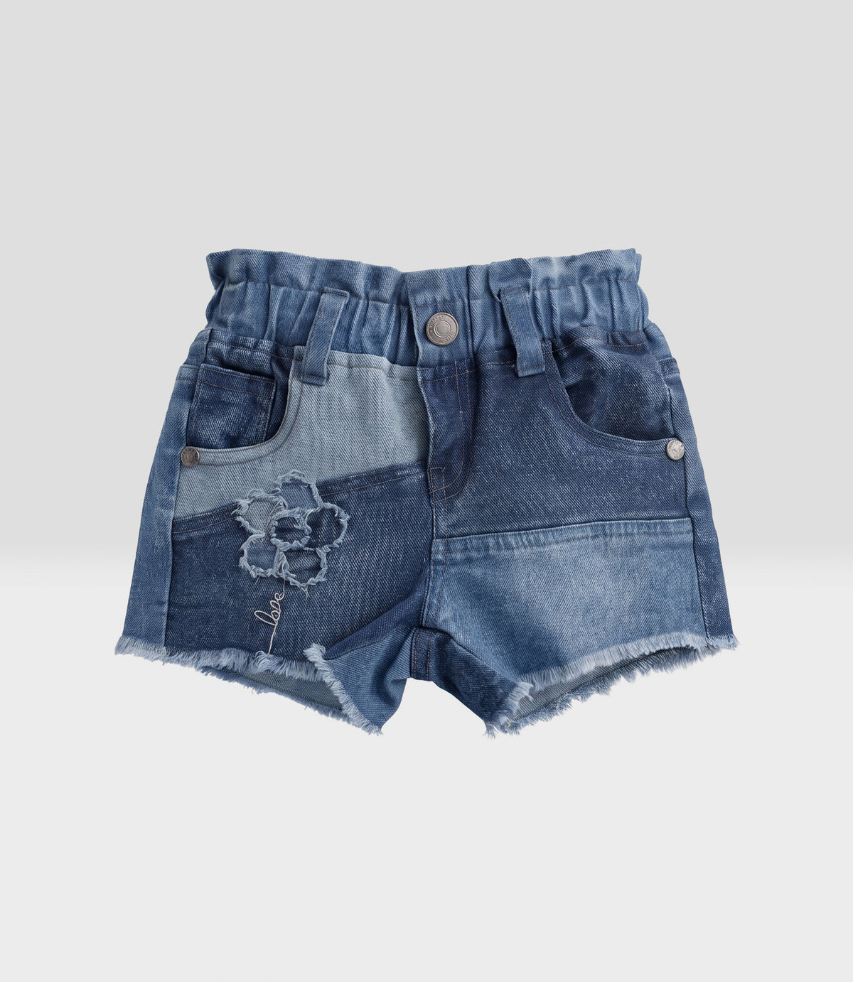 Short bebé patchwork con flor 3 meses / Azul Marino