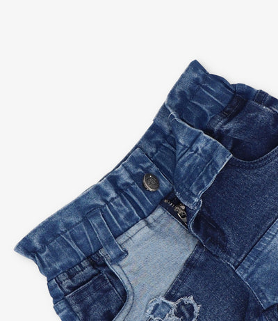 Short bebé patchwork con flor 3 meses / Azul Marino