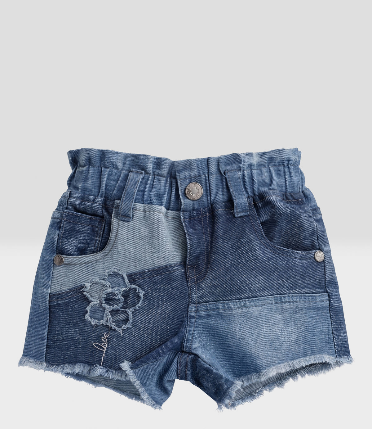 Short bebé patchwork con flor 3 meses / Azul Marino
