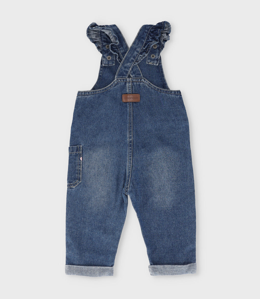 Jardinera bebé de denim con corazones 3 meses / Azul Marino