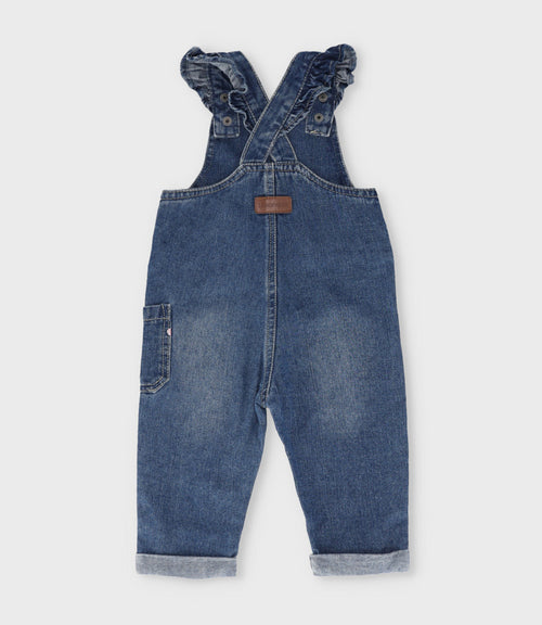 Jardinera bebé de denim con corazones 3 meses / Azul Marino