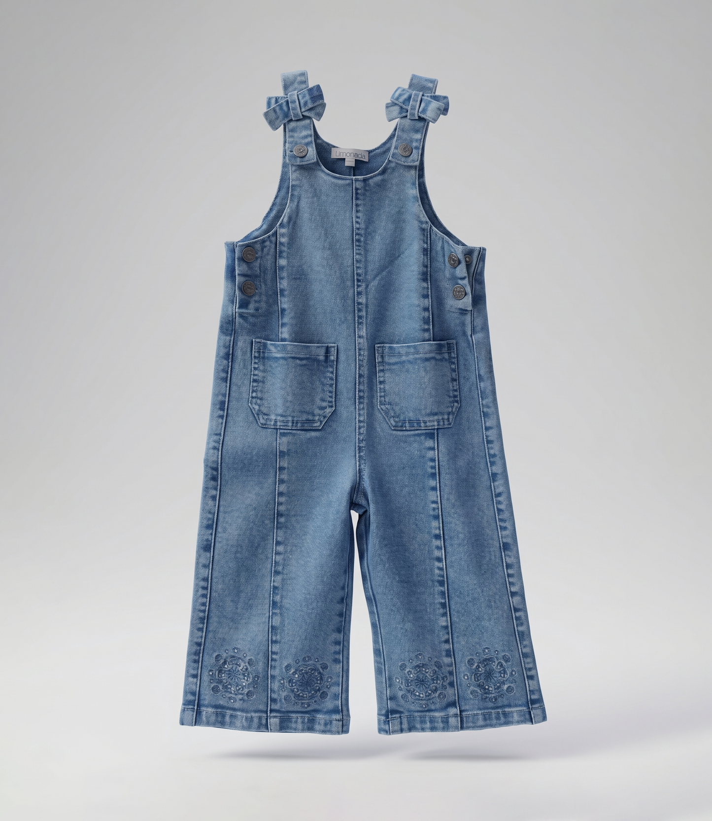 Jardinera bebé boho de denim 3 meses / Celeste