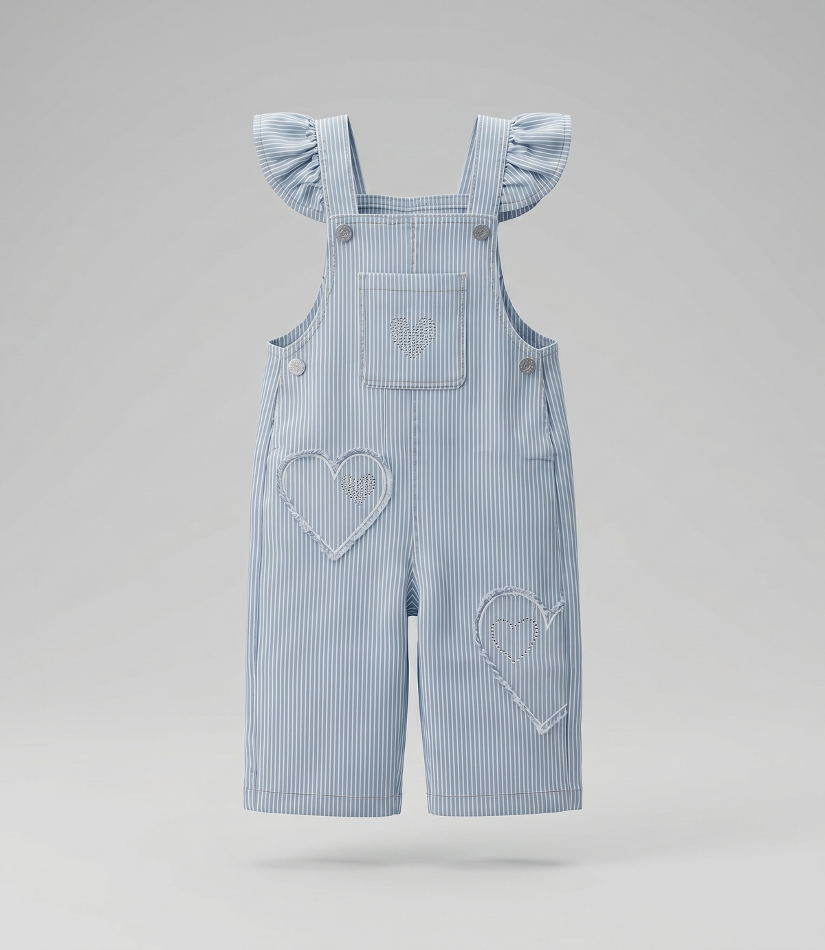 Jardinera bebé de denim con rayas 3 meses / Celeste