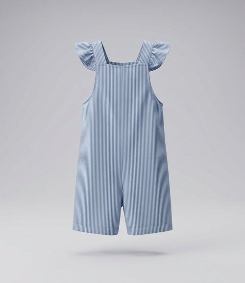 Jardinera bebé de denim con rayas 3 meses / Celeste
