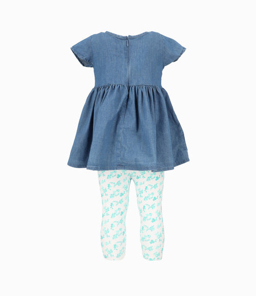 Conjunto Bebé De Vestido Y Calzas 3 meses / Menta