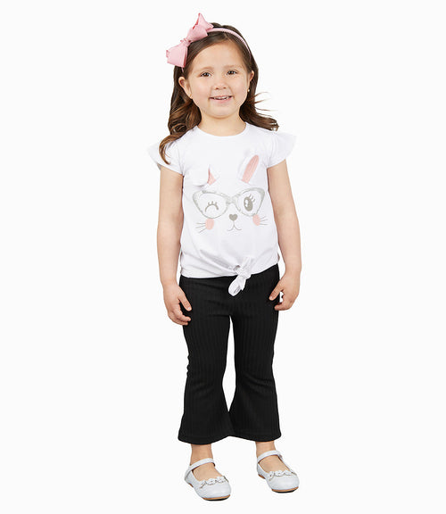 Conjunto Bebé De Polera Y Calzas Acampanadas 3 meses / Negro