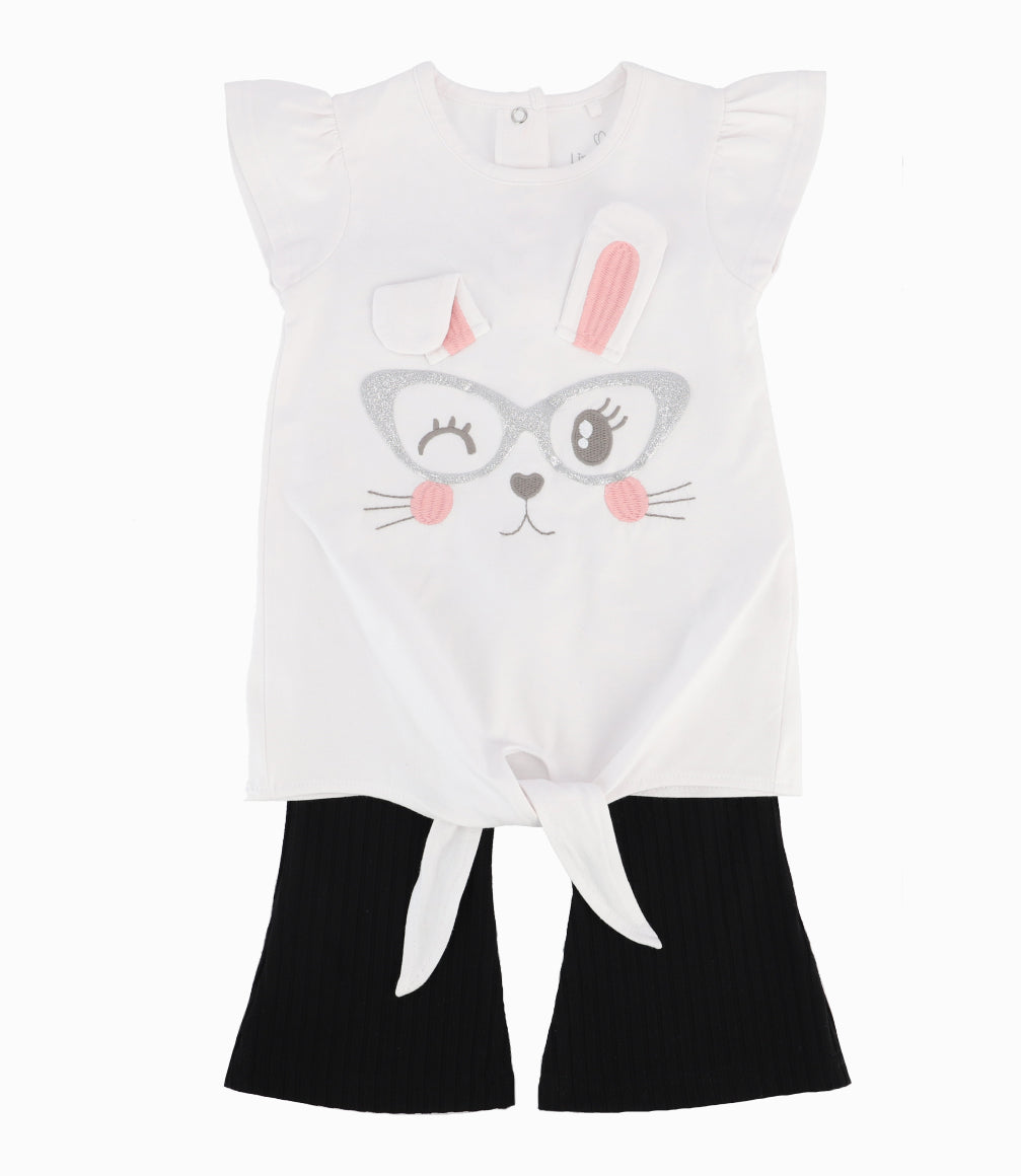 Conjunto Bebé De Polera Y Calzas Acampanadas 3 meses / Negro