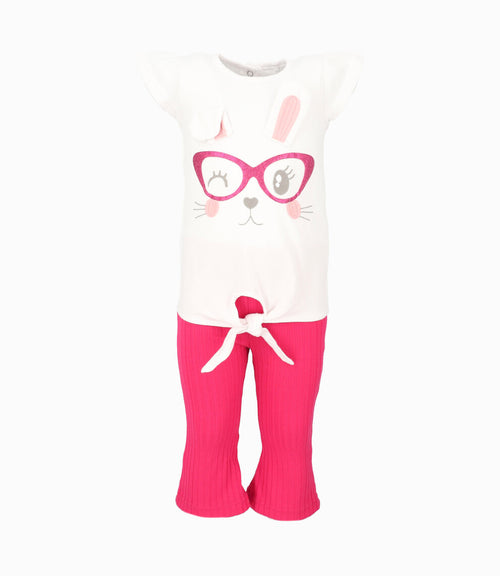 Conjunto Bebé De Polera Y Calzas Acampanadas 3 meses / Frambuesa