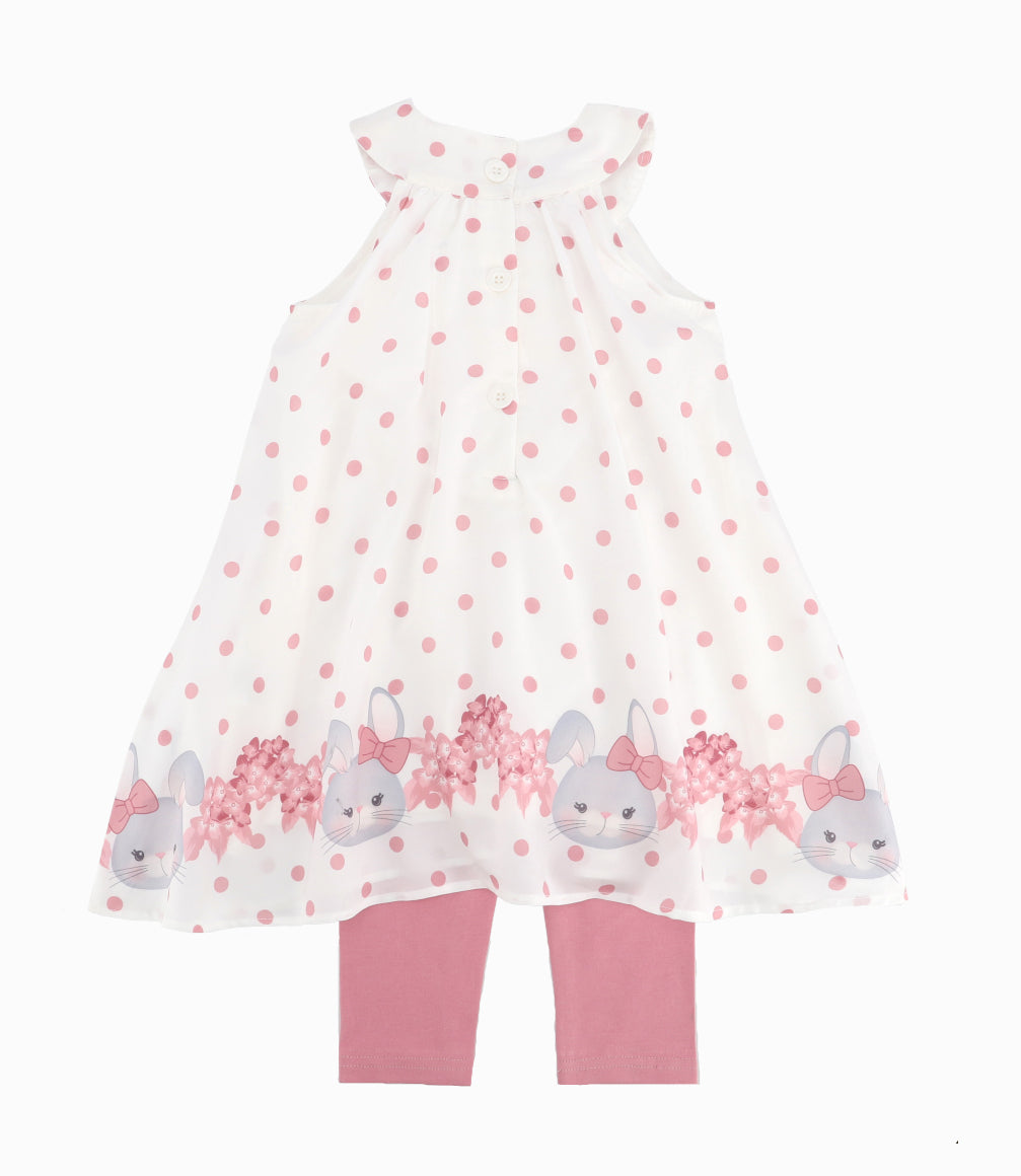 Conjunto Bebé De Vestido Y Calzas 3 meses / Palo Rosa