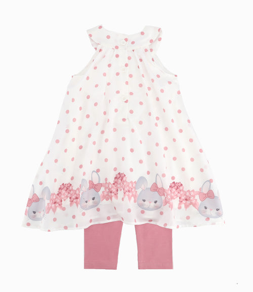 Conjunto Bebé De Vestido Y Calzas 3 meses / Palo Rosa