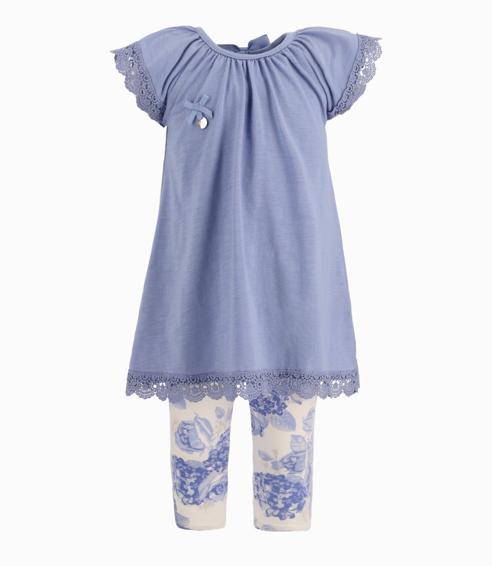 Conjunto Bebé De Vestido Y Calzas 3 meses / Celeste