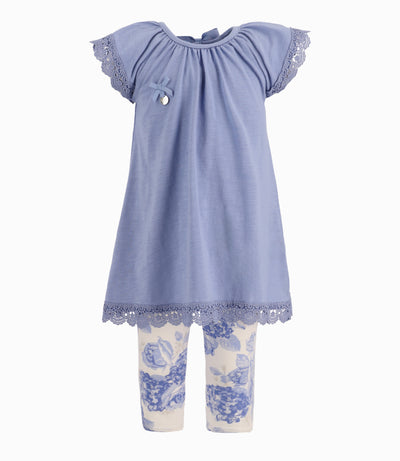 Conjunto Bebé De Vestido Y Calzas 3 meses / Celeste