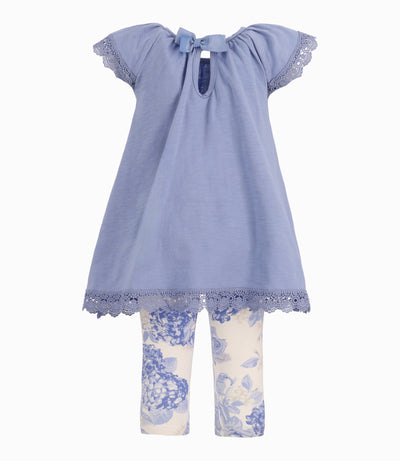 Conjunto Bebé De Vestido Y Calzas 3 meses / Celeste